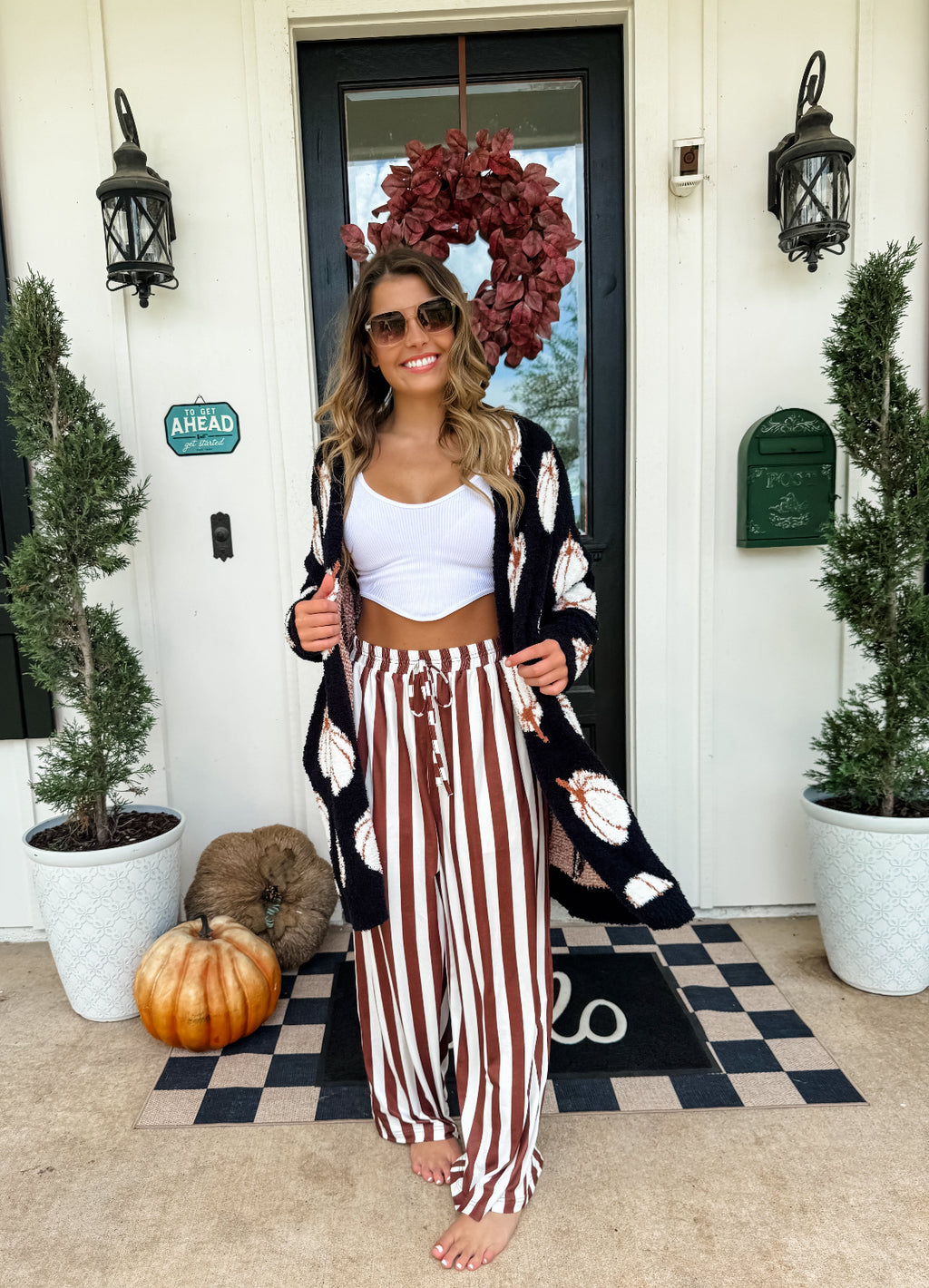 Good Vibing Striped Pants (Brown)/ Pre-Order/ Ships September