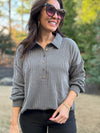 The Lucy Collared Top (Charcoal)