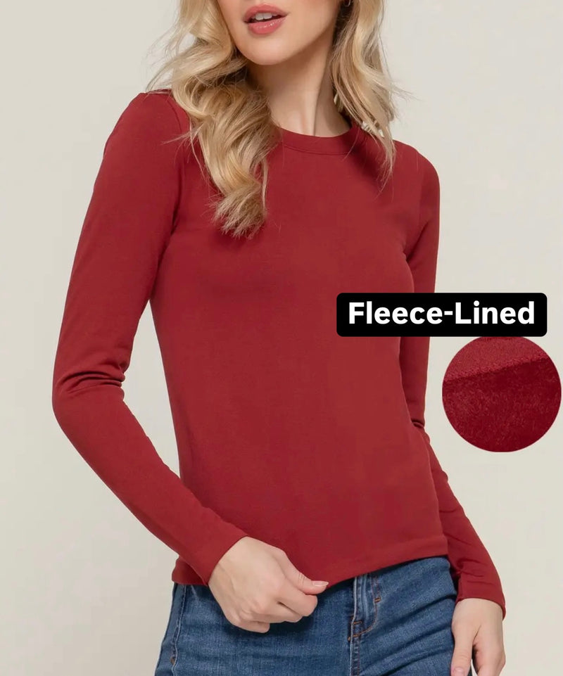 *DOORBUSTER* / Fleeced-Line Seamless Top (Wine) - Ships week of 12/9