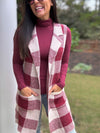 Lilly Plaid Sweater Vest (Burgundy)