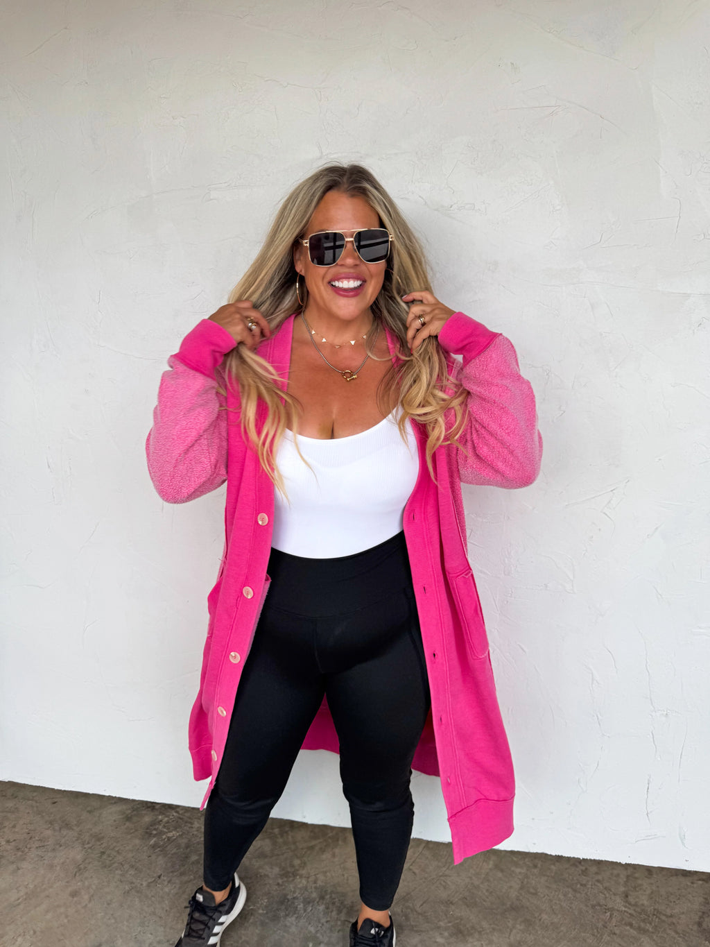 Salish Sweatshirt Cardigan (Pink)/ Ships in 2 Weeks