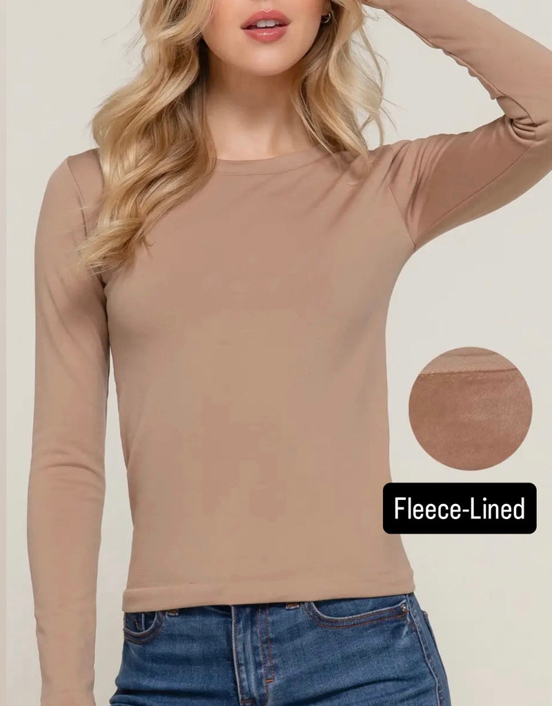 DOORBUSTER DEAL / Fleeced-Line Seamless Top (Tan) / Ships 12/9/25
