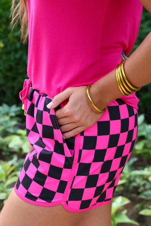 Pink & Black Checkered Every Day Shorts / PRE-ORDERS Ships 3/11