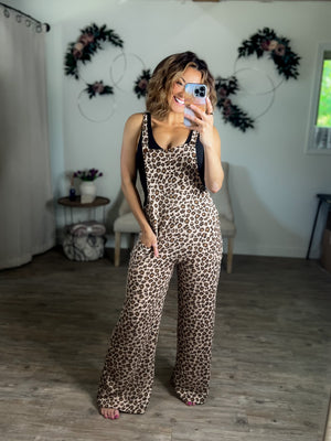 Leopard Ribbed Overalls