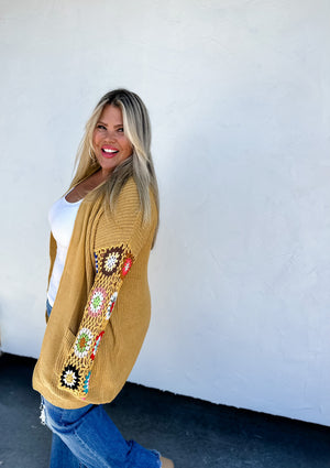 Free Spirit Crochet Cardiagn (Mustard)