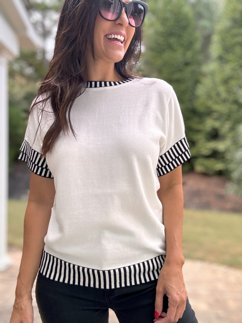 Colleen Contrasting Knit Top