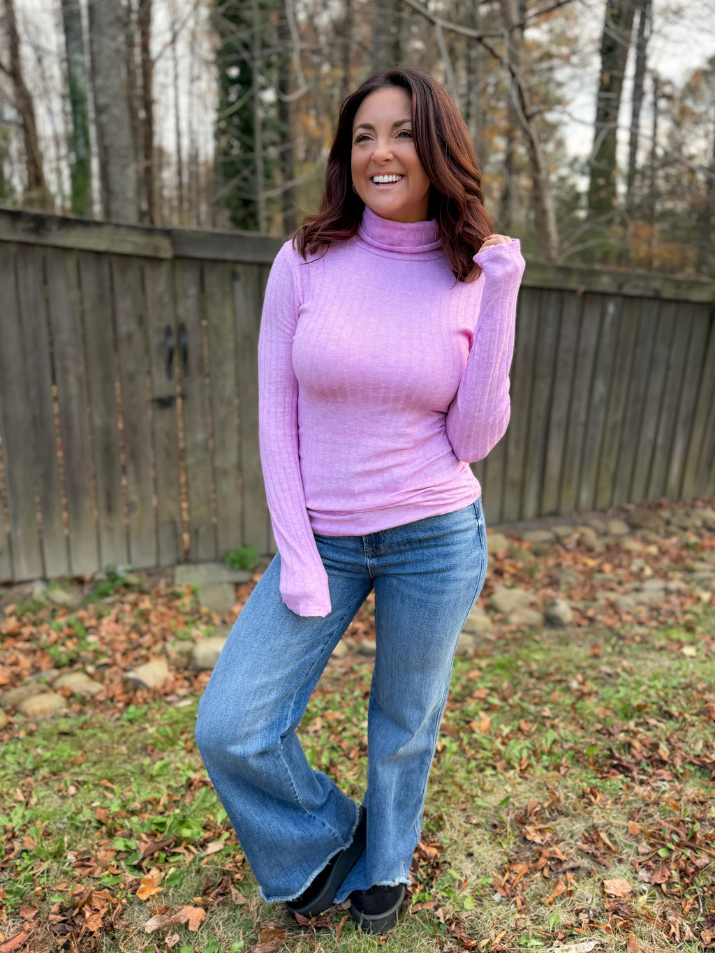 Raelynn Lightweight Turtleneck Sweater (Mauve)