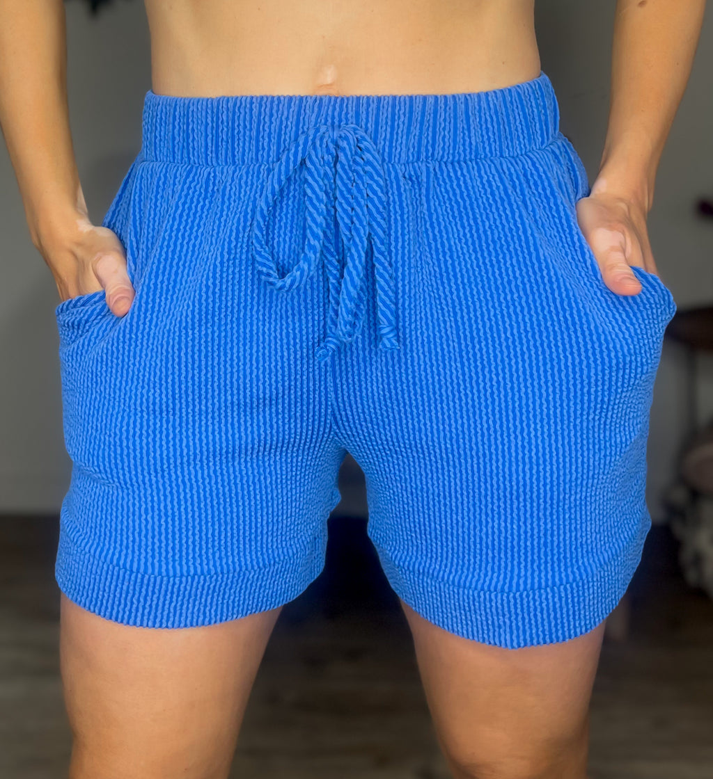 Reyna Ribbed Shorts (Blue)