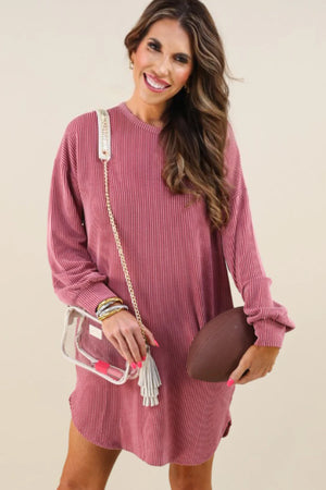 Riley Ribbed Dress (Burgundh) / Pre-Order Ships 9-27