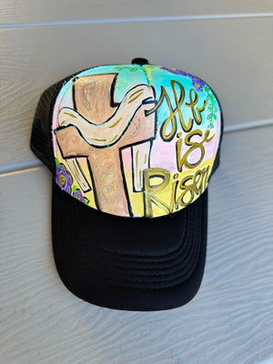 He is Risen Custom Painted Trucker Hat