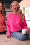 Mama Embossed Hot Pink Sweater