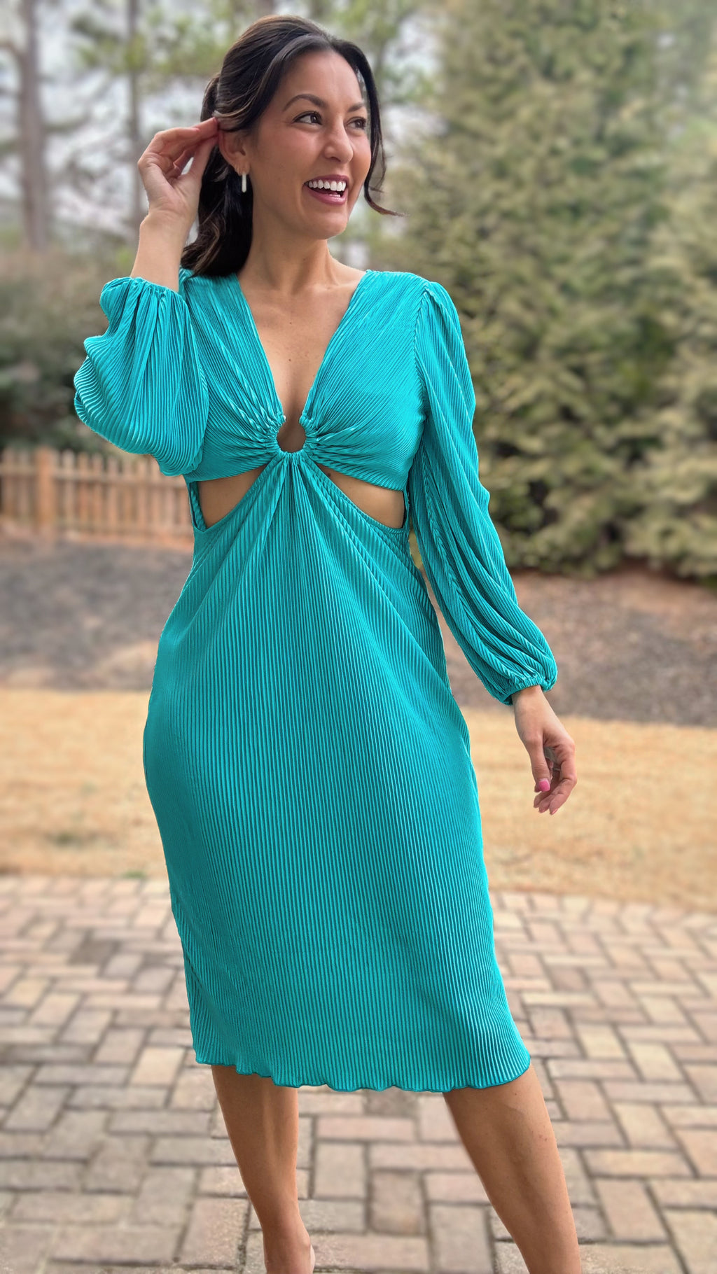 The Je Pleated Midi Dress (Jade)