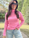 Rae Ribbed Lightweight Turtleneck Sweater (Pink)