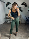 Kathleen Straight Cropped Jeans (Dark Olive)