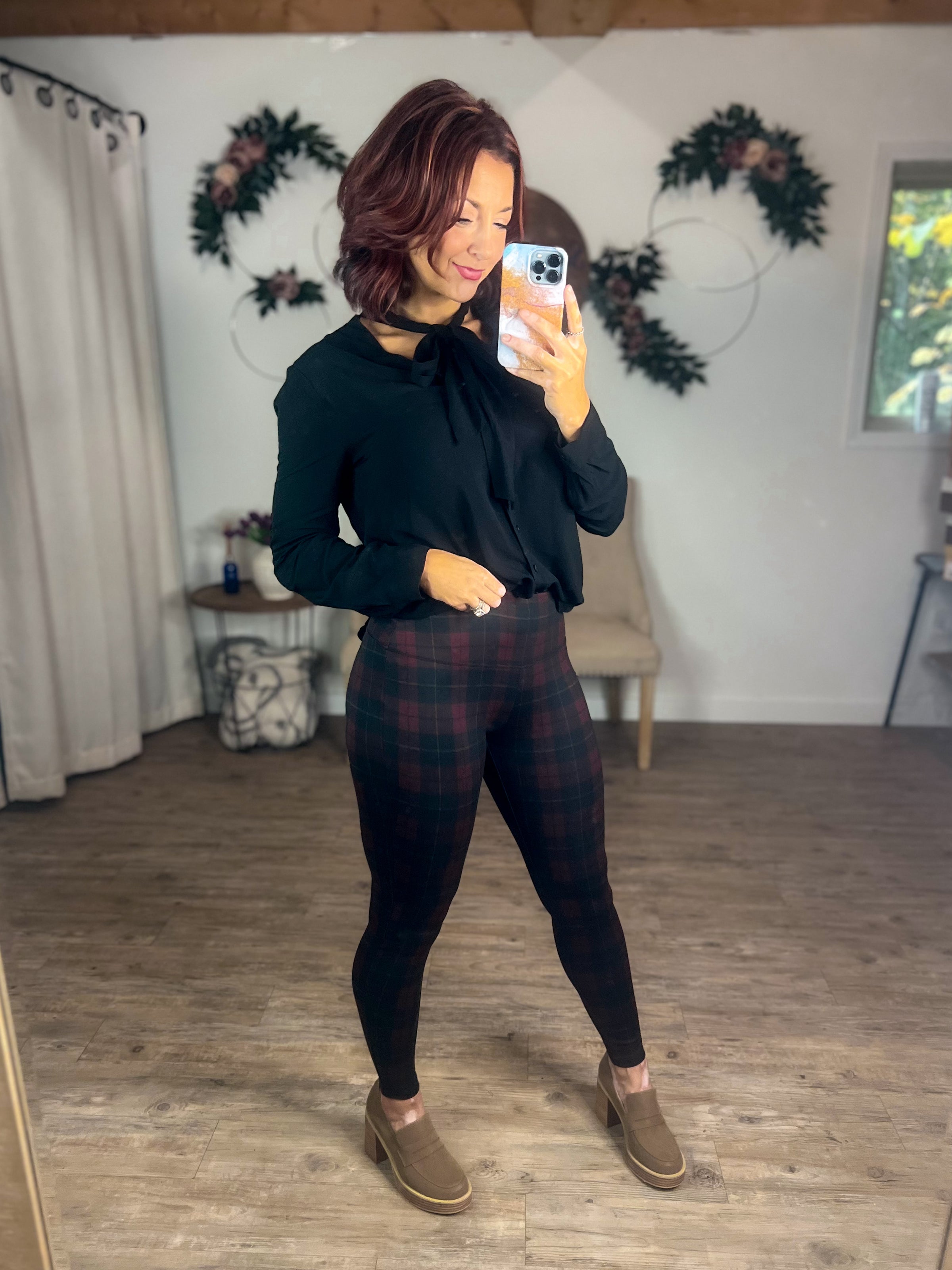 Ponte In Plaid Pull On Pants