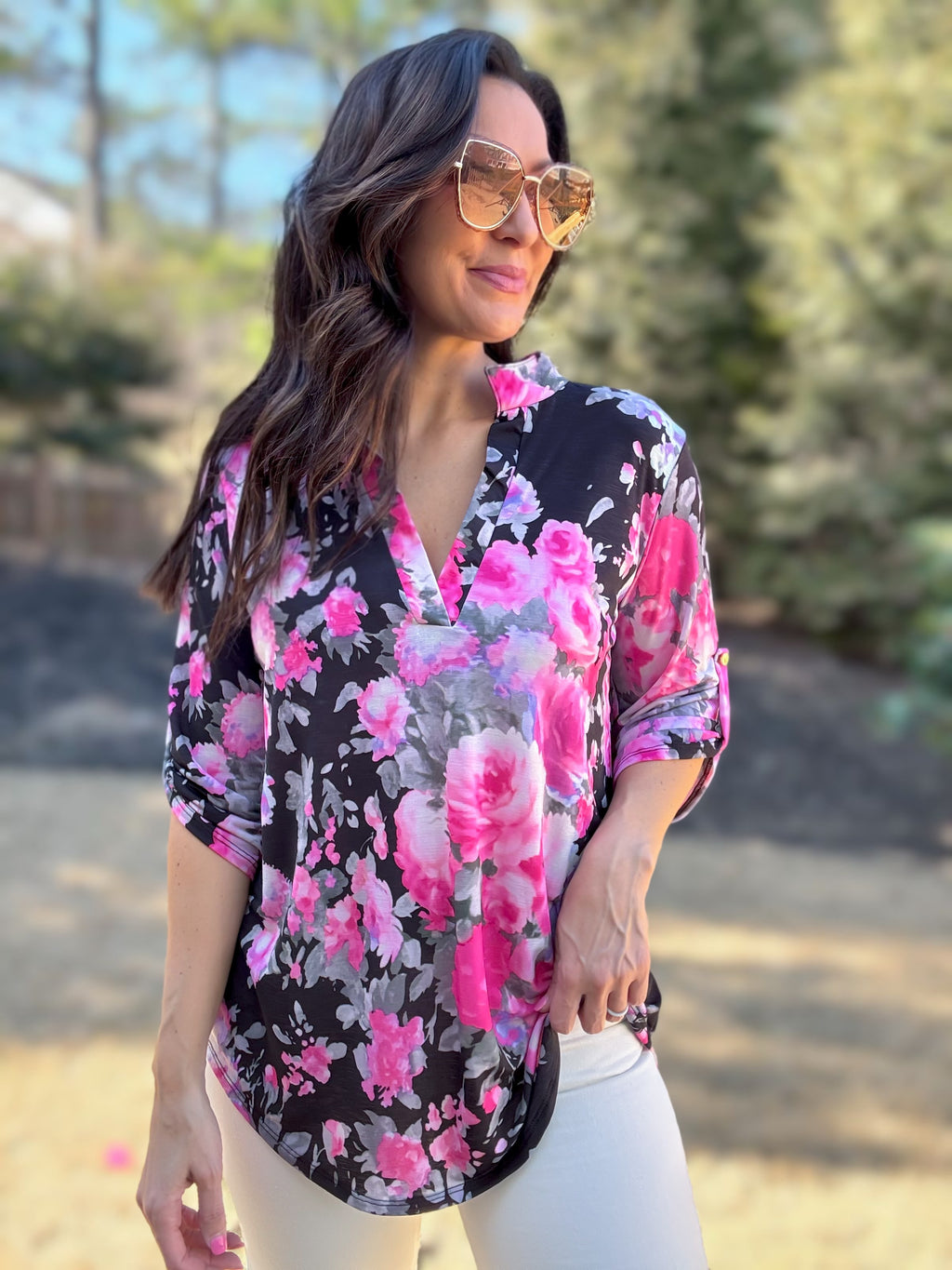 Maggie Floral Blouse (Wrinkle Resistant)