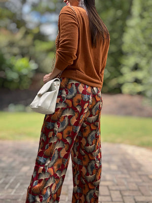 Ginkgo Satin Palazzo Pants (Wine)