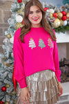 Pink Christmas Tinsel Tree Sweater