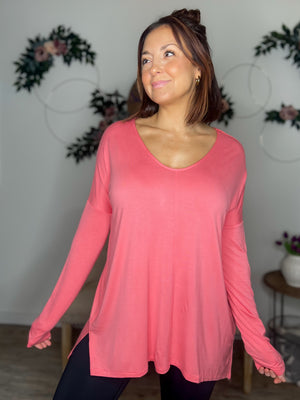 Darlin’ Dolman Drapey Top (Coral)