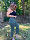 Kathleen Straight Cropped Jeans (Dark Olive)