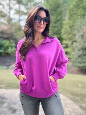 Basic Dreamstreme 2.0 Oversized Quarter Zip Pullover (Purple/Pink)