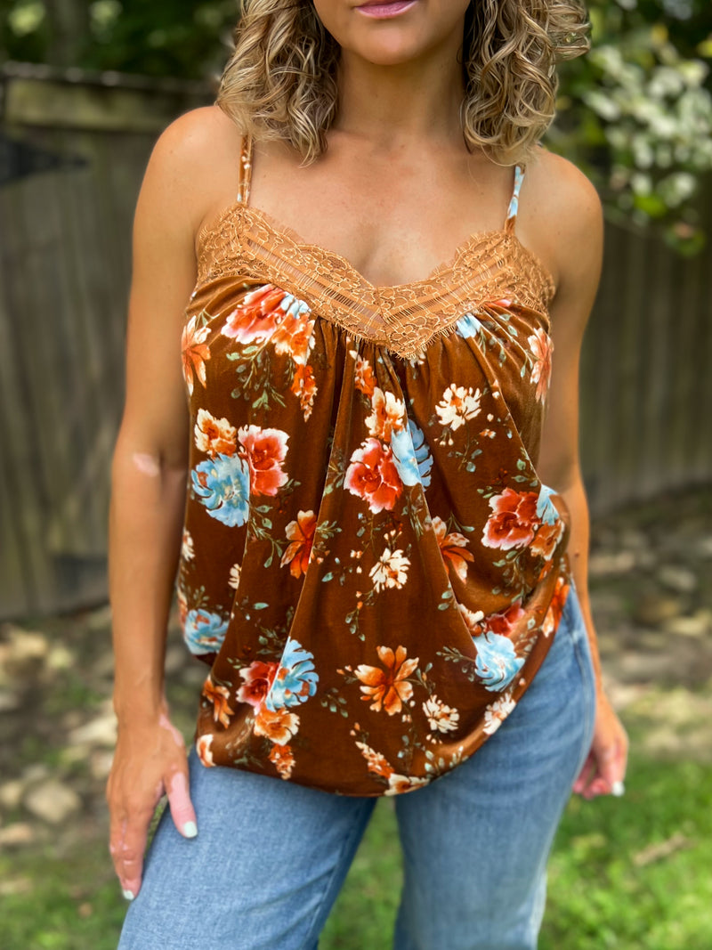 Fall Into Love Velvet Lace Tank