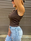 Taylor Ribbed Tank (Brown)