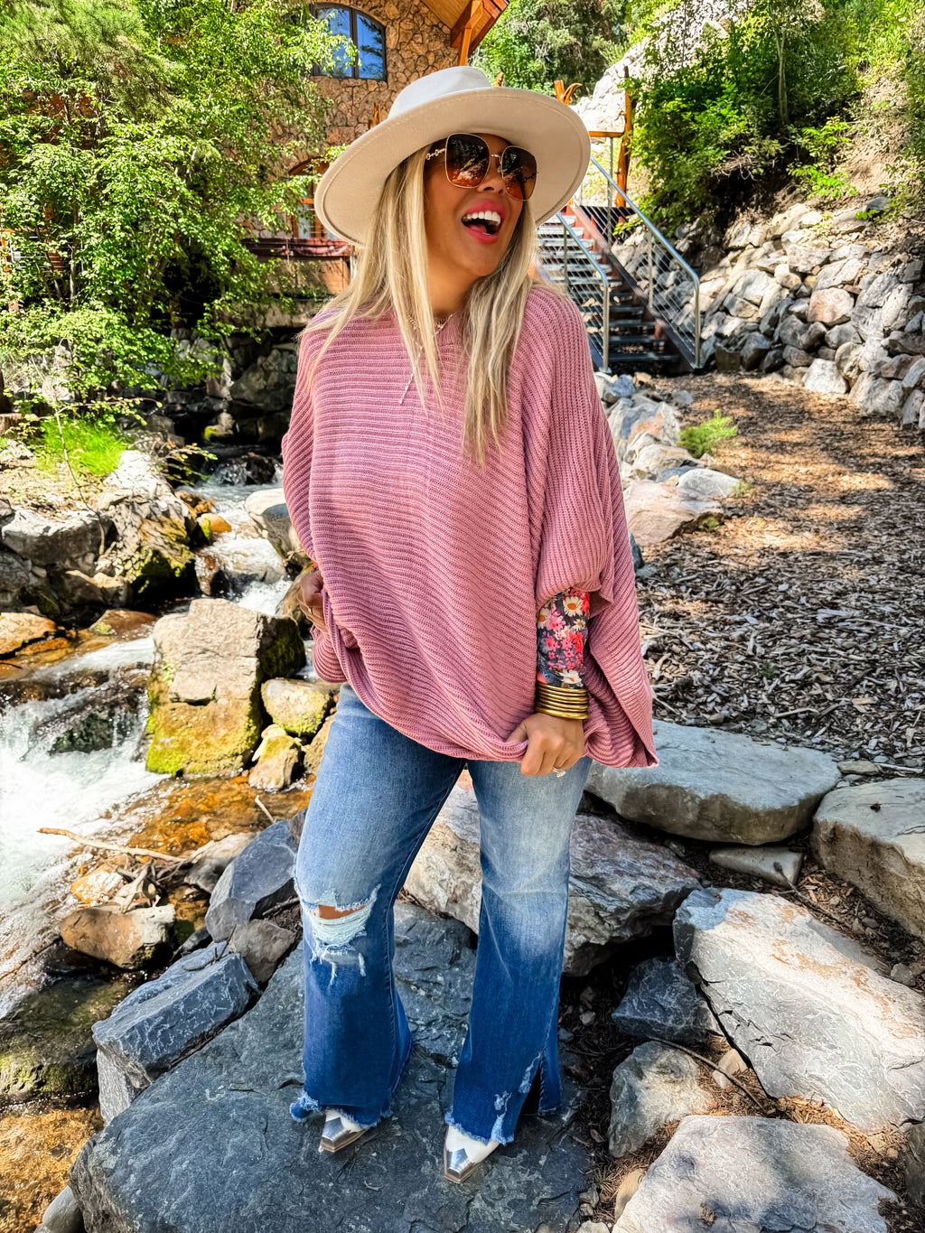 Lolo Sweater Poncho (Mauve) / PRE-ORDER / Ships Week of 10/14