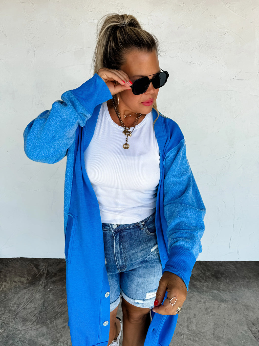 Salish Sweatshirt Cardigan (Royal Blue)/ Ships in 2 Weeks