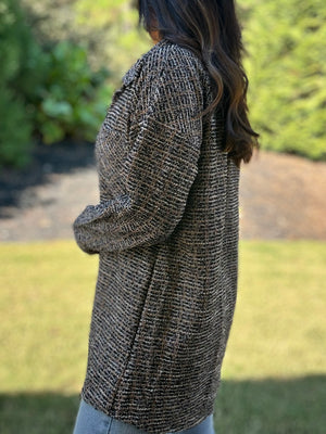 The Blair Houndstooth Tweed Shacket