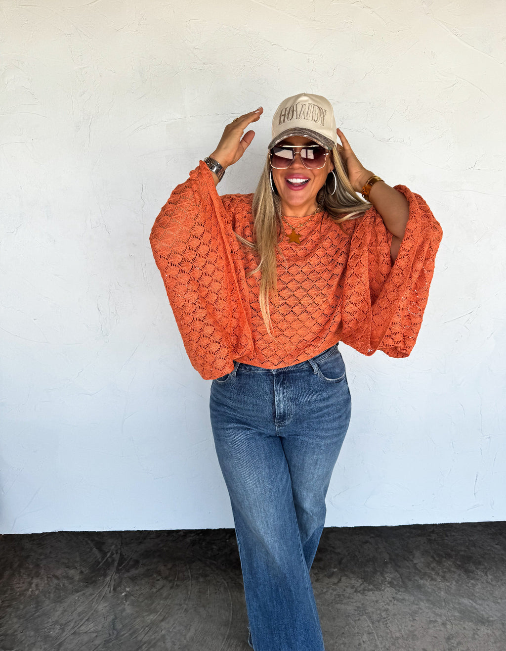 Free Spirit Bell Sleeve Top (Orange)