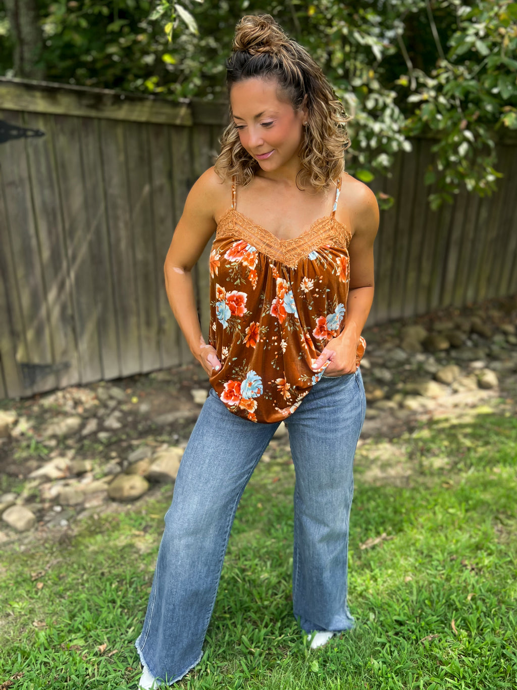 Fall Into Love Velvet Lace Tank