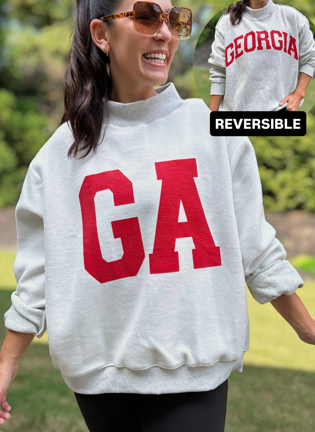 Georgia/GA Reversible Mock Neck Varisty Sweatshirt