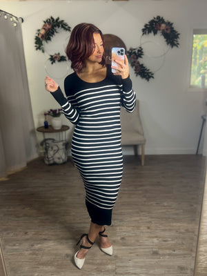 Millie Striped Midi Sweater Dress