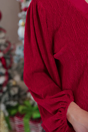 The Scarlet Pleated Velvet Top