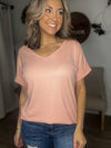 Elevated Style Ribbed Tee (Peach)