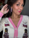 Pink Beaded Hoop Earrings