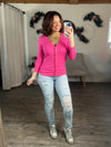 The Lisa Snap Button Cardigan (Fucshia)