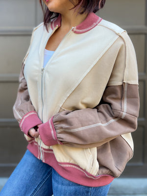 Color Block Bomber Jacket