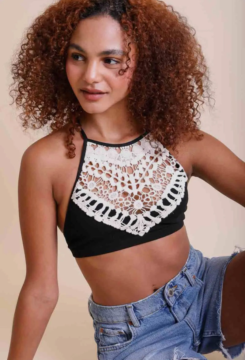Crocheted Bralette (Black)