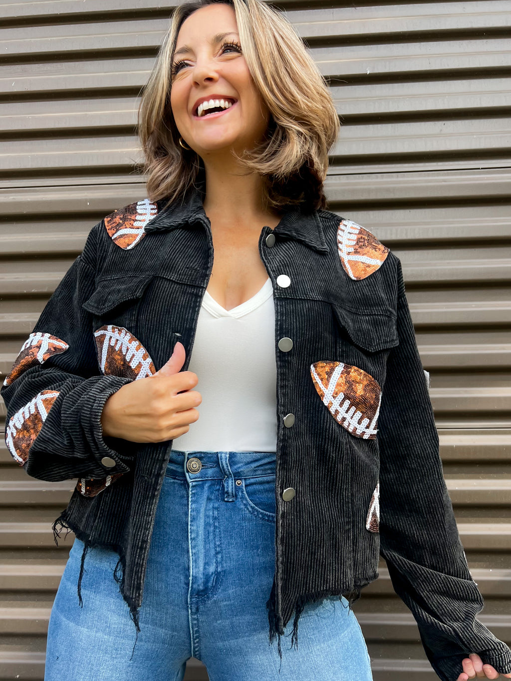 Football Babe Sequin Corduroy Jacket