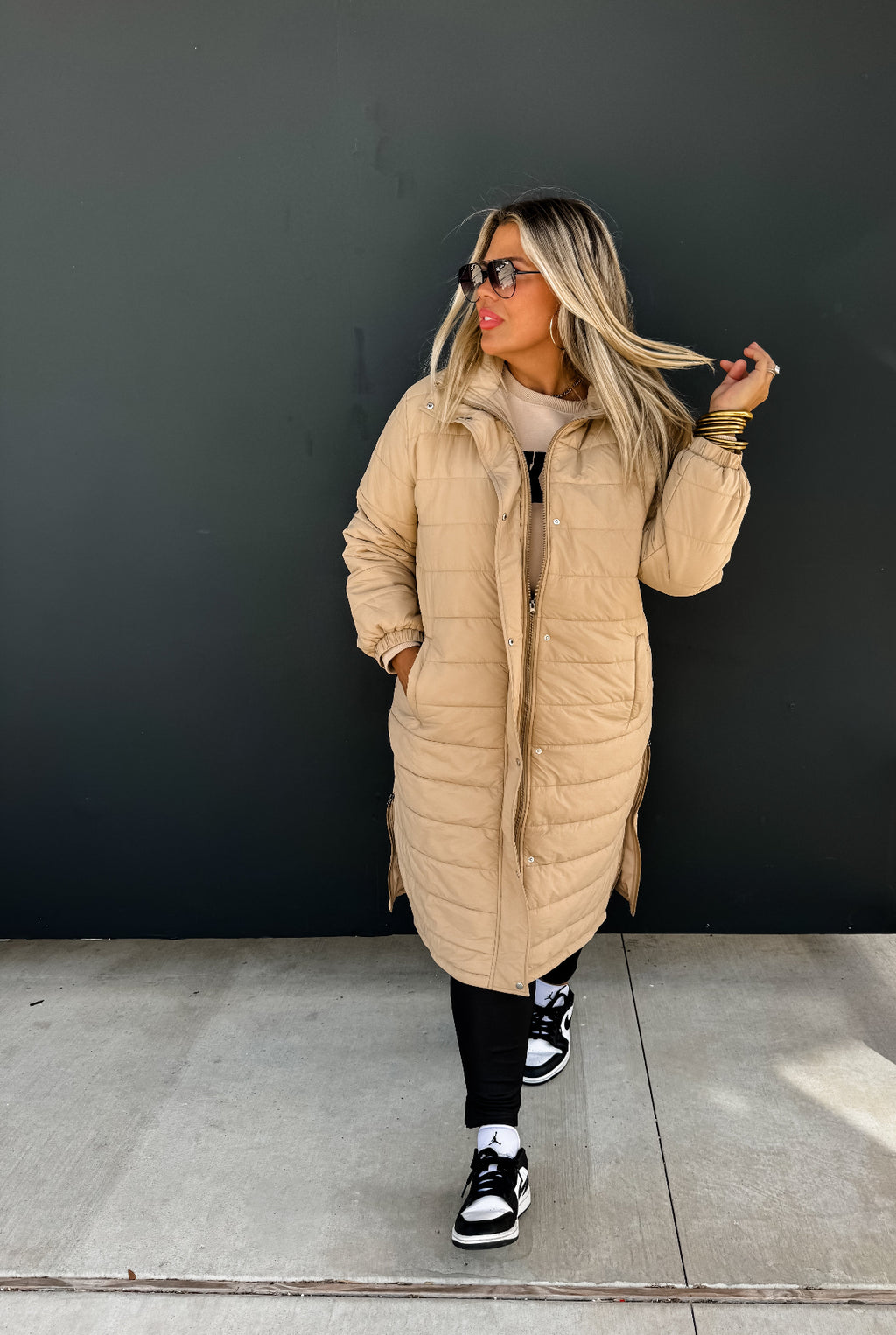 London Long Puffer Coat (Tan)