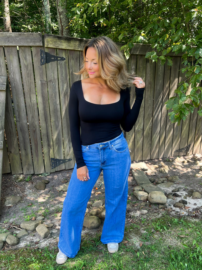 Just In Time Built In Bra Square Neck Top