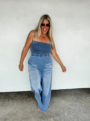Talking Smock Denim Jumper/ Pre-Order/ Ships Mid June