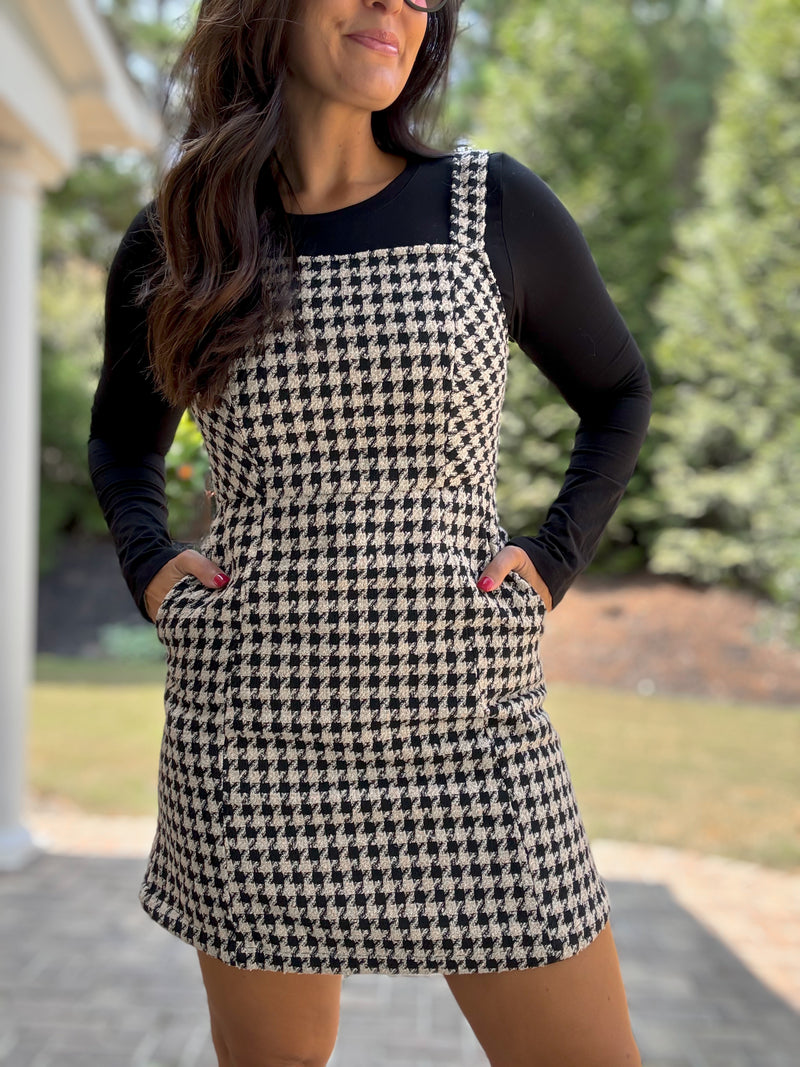 Houndstooth Overall Dress