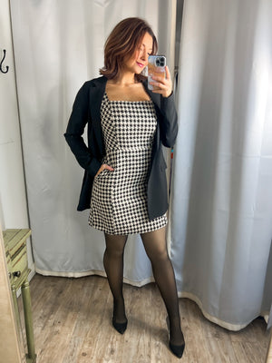 Houndstooth Overall Dress