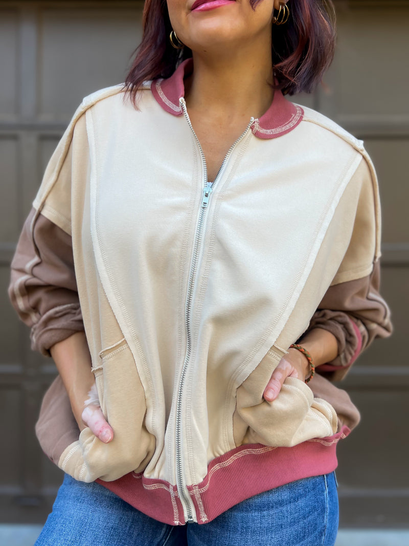 Color Block Bomber Jacket