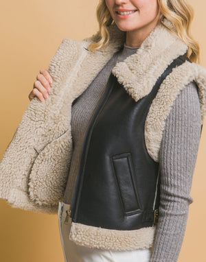 Shearling Faux Leather Fur Vest/Pre-Order/ Ships in 1-2 weeks