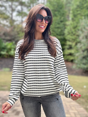 Urban Ribbed Striped Top (Black & White)