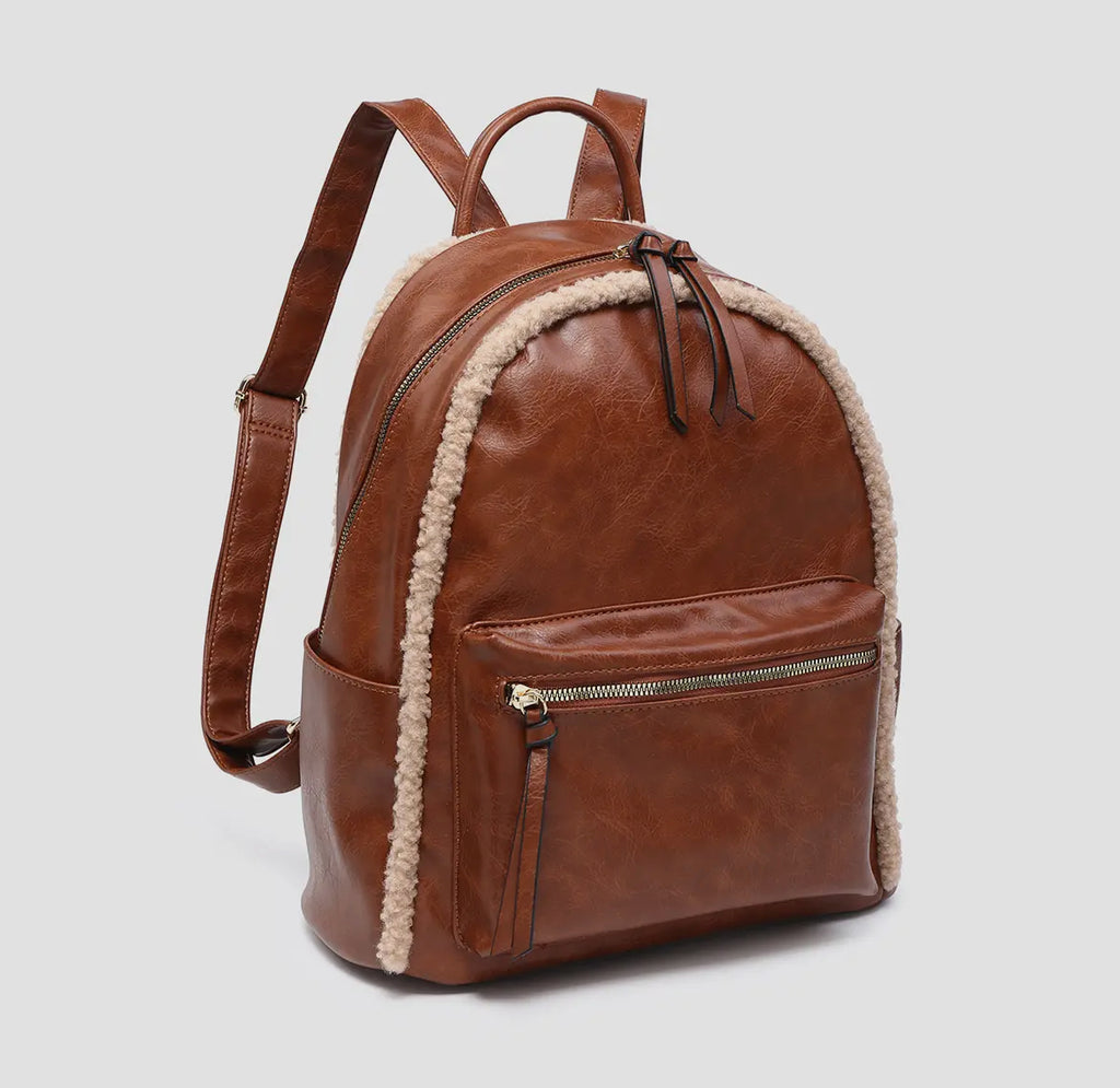 Sherpa Trim Backpack (Brown)